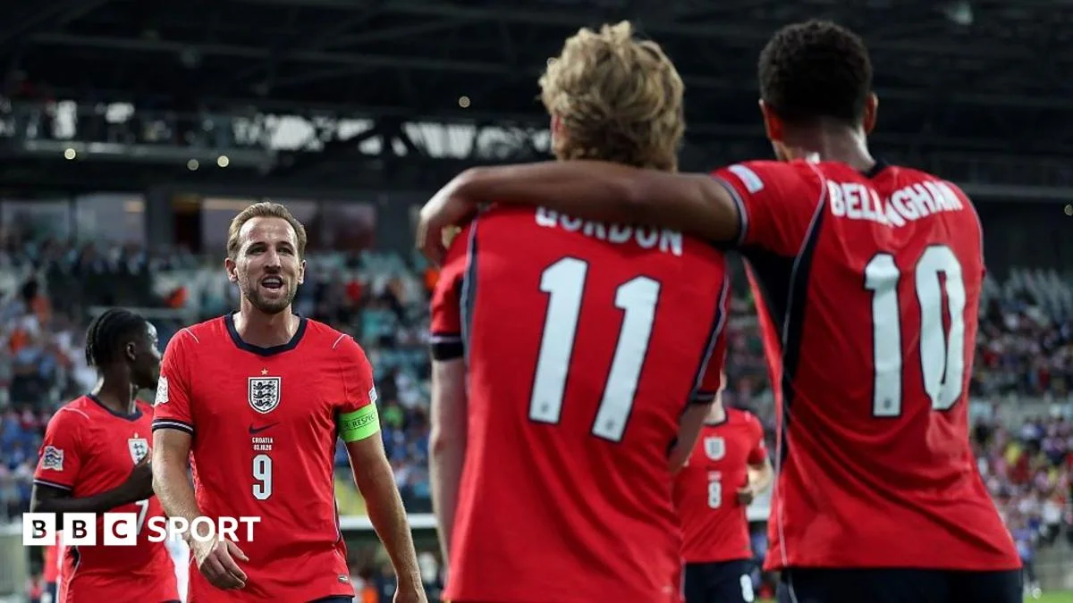 Bellingham, Kane and Gordon lead England in 7-0 win over Croatia